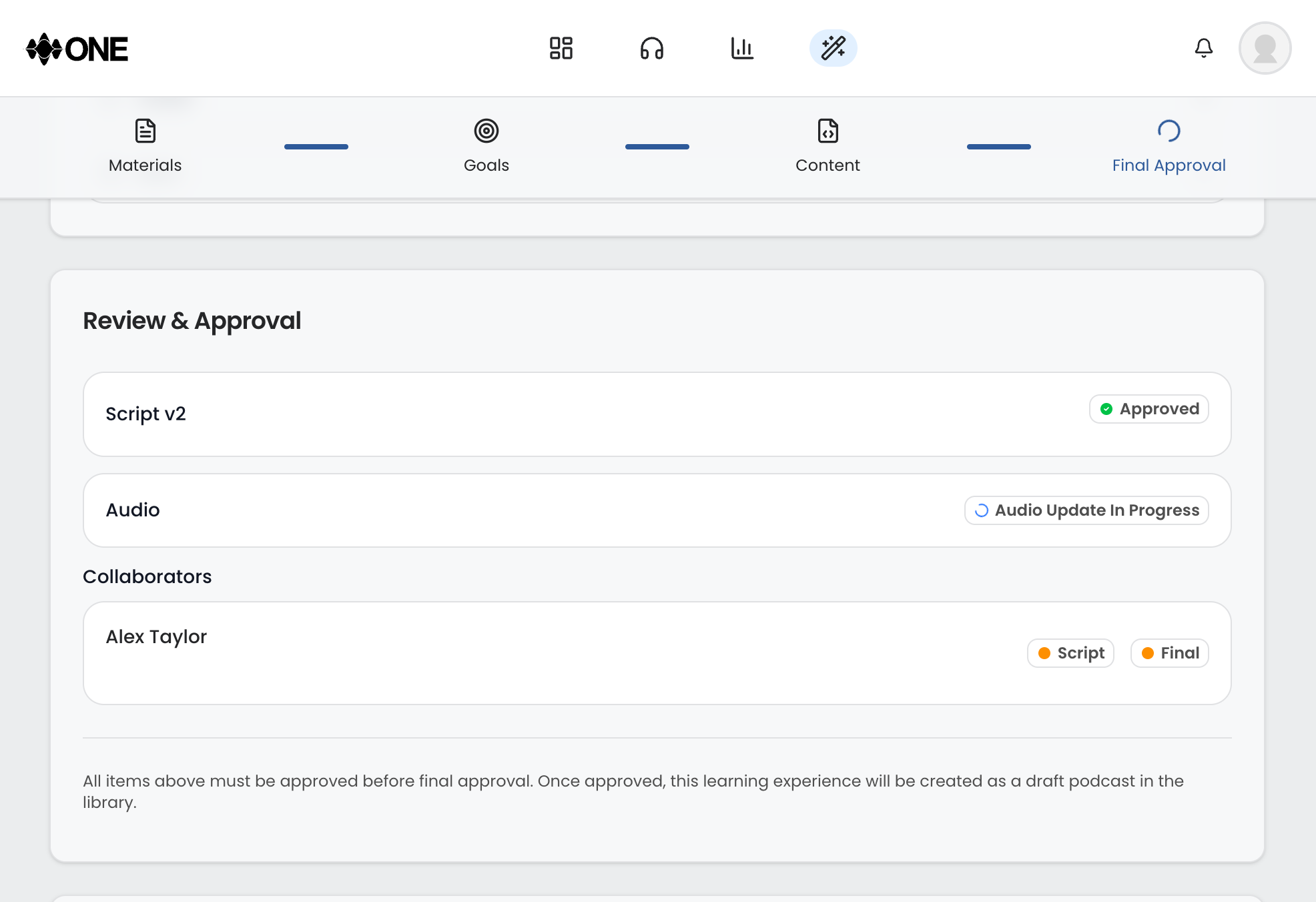 Final approval workflow