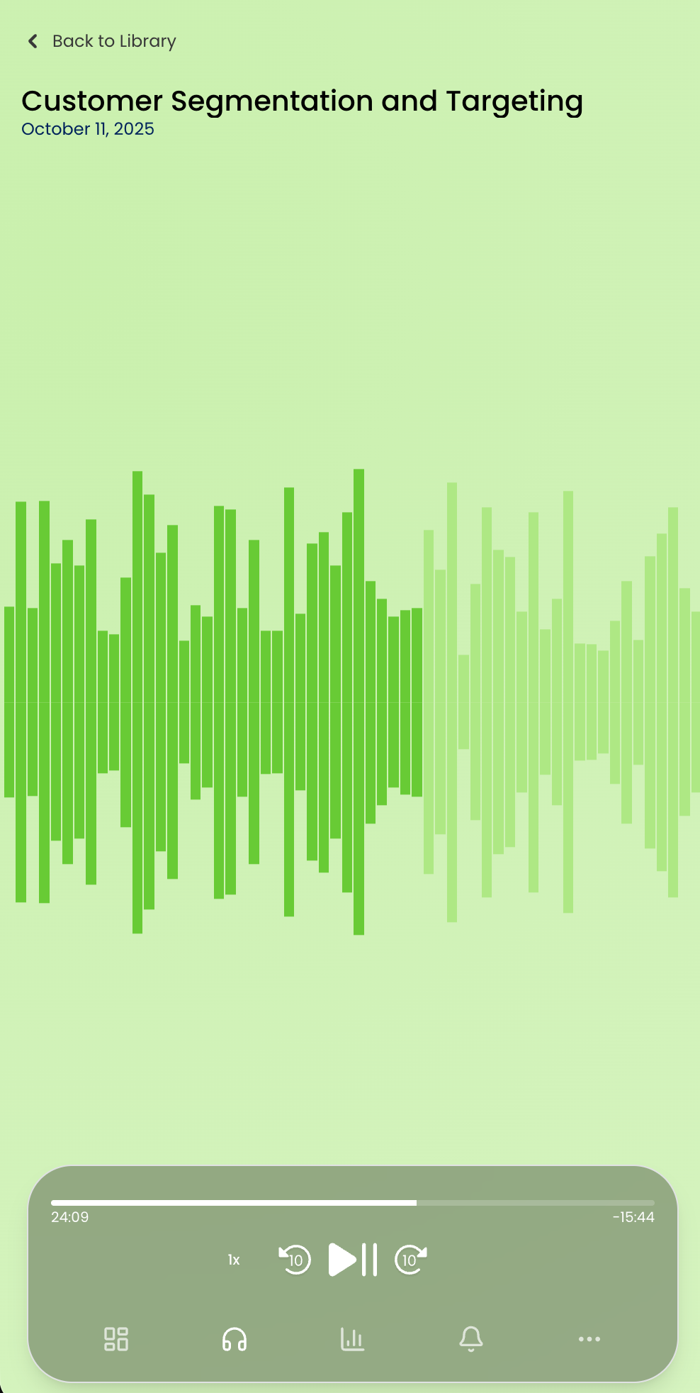 Mobile audio player with interactive controls